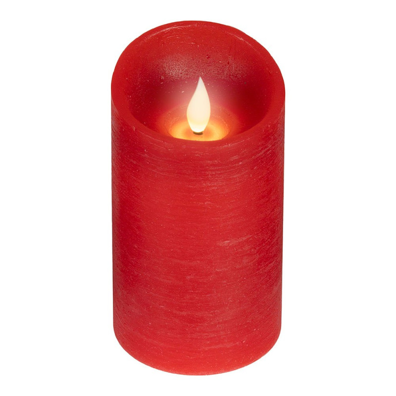 Vela de cera led, con parte superior curva, color rojo ø7,5 x 12,5 cm