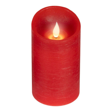 Vela de cera led, con parte superior curva, color rojo ø7,5 x 12,5 cm