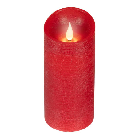 Vela de cera led, con parte superior curva, color rojo ø7,5 x 17 cm