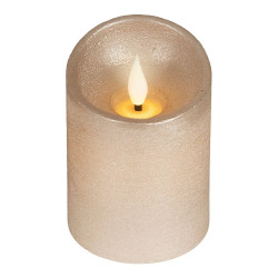 Vela de cera led, con parte superior curva, color dorado ø7,5 x 10,5 cm