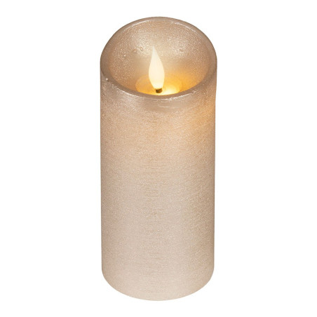Vela de cera led, con parte superior curva, color dorado ø7,5 x 17 cm