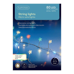 Guirnalda led decorativa de interior multicolor con alambre plateado 80 leds 1,5 m