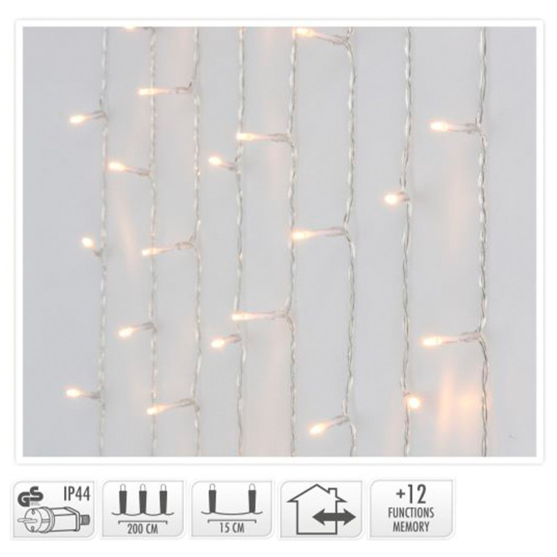 Cortina led exterior 480 leds luz blanco cálido 225 x 300 cm