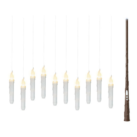 Velas led efecto llama mágica para uso interior, 10 uds + barita