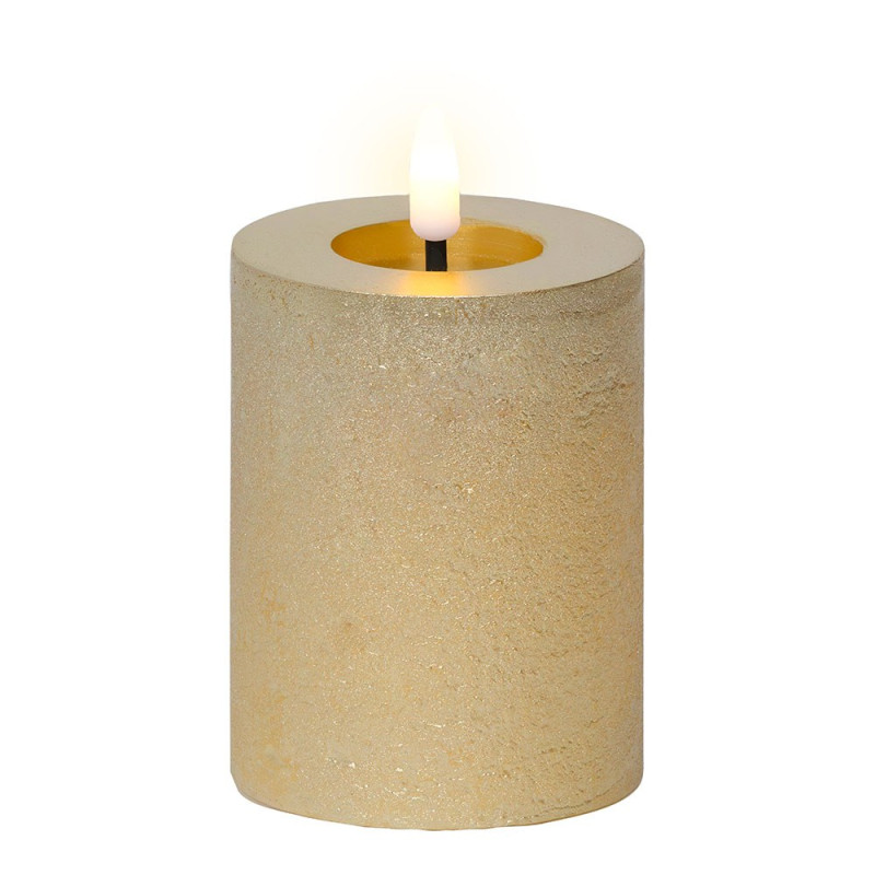 Vela de cera led color dorado ø7 x 11,3 cm