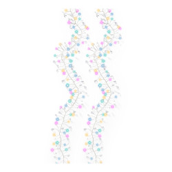 Guirnalda micro led multicolor de interior con cristales y alambre plateado 1,2 m