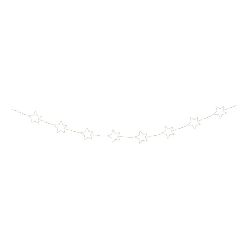 Guirnalda led exterior con estrellas, luz cálida, parpadeante, 150 leds, cable plateado, 2,15 m