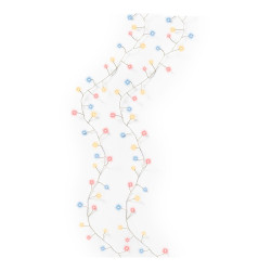 Guirnalda led exterior, blanca cálida y multicolor, parpadeante, cable plateado, 450 cm