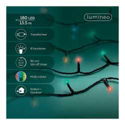 Guirnalda multifunción, uso exterior, basic, multicolor, cable negro, 180 leds, 13,5 m