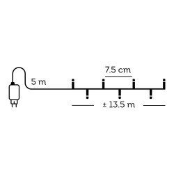 Guirnalda multifunción, uso exterior, basic, multicolor, cable negro, 180 leds, 13,5 m