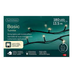 Guirnalda multifunción, uso exterior, basic, blanco cálido, cable negro, 180 leds, 13,5 m
