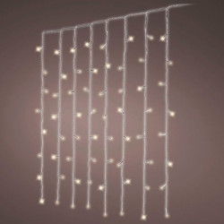 Cortina multifunción, exterior, blanco frío, cable transparente, 240 leds, 2 x 2 m
