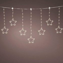 Cortina multifunción, exterior, con estrellas, blanco cálido, cable plateado, 1,2 m
