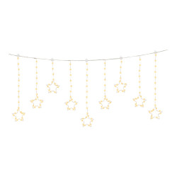 Cortina multifunción, exterior, con estrellas, blanco cálido, cable cobre, 1,2 m