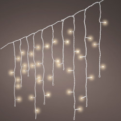 Cortina multifunción, exterior, con carámbanos, blanco cálido, cable blanco, 5 m