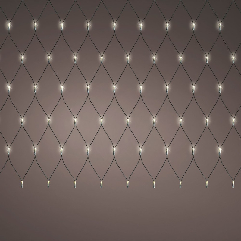 Red de luces led fija exterior, blanco cálido, cable negro, 1,3 x 1 m