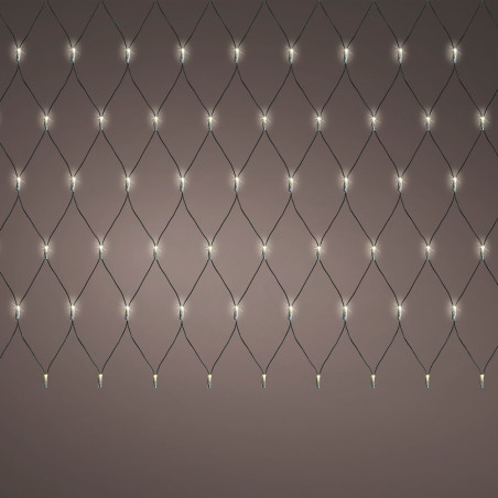 Red de luces led fija exterior, blanco cálido, cable negro, 1,3 x 1 m