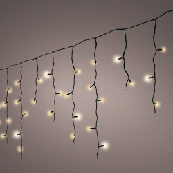 Cortina multifunción, exterior, con carámbanos, blanco cálido, cable negro, 5 m