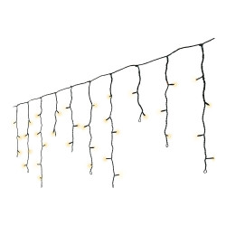 Cortina multifunción, exterior, con carámbanos, blanco cálido, cable negro, 5 m