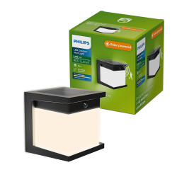 Aplique led solar diara, negro, 3,8 w, 400/10 im, 2700 k