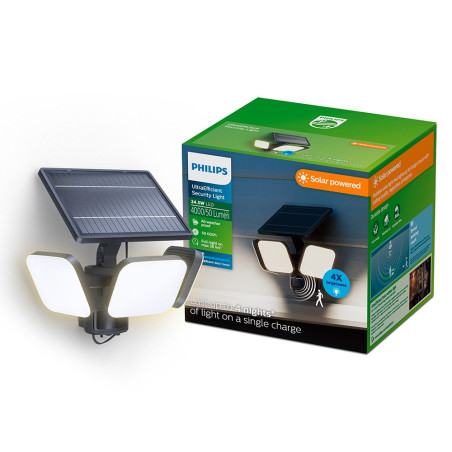 Luz de seguridad solar zyren negra 24,5 w, 4000/50 im, 5000 k