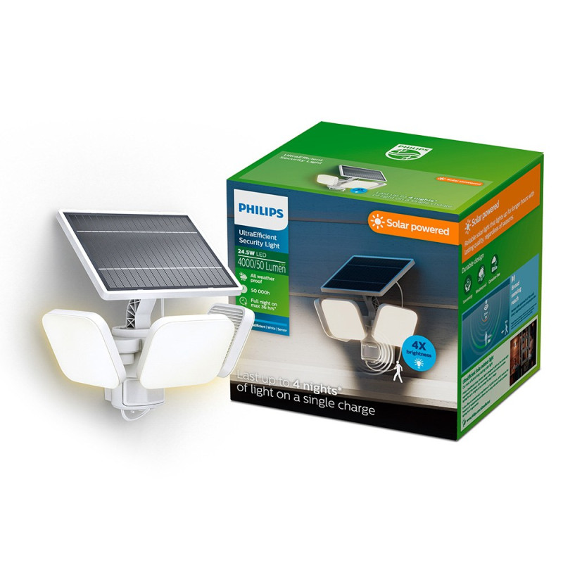 Luz de seguridad solar zyren blanca 24,5 w, 4000/50 im, 5000 k