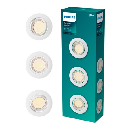 Aro empotrable redondo de metal, modelo peridot, basculante, gu10, blanco, ø9 cm, 3 uds