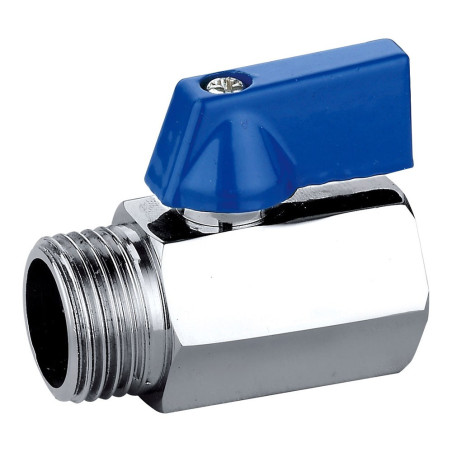 Válvula esfera mini m-h ½ pulg con palanca azul