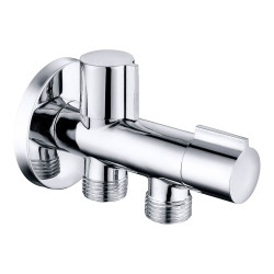 Válvula de escuadra doble ½ x ½ x ½ pulg, 114 x 67 mm