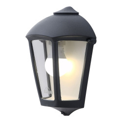 Farol de pared fabio, transparente, e27, negro, 215 x 120 x 290 mm