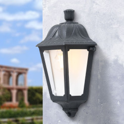 Farol de pared iesse, transparente, e27, negro, 220 x 105 x 350 mm