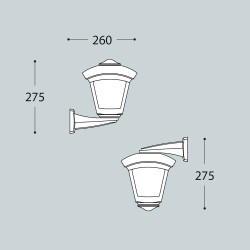Farol pared con brazo nardo/giampy, transparente, e27, blanco, 210 x 270 x 315 mm