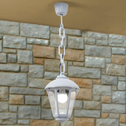 Farol techo con cadena sicar/giampy, transparente, e27, blanco, ø210 x 750 mm