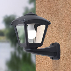 Farol pared con brazo nardo/roby, transparente, e27, negro, 195 x 260 x 275 mm