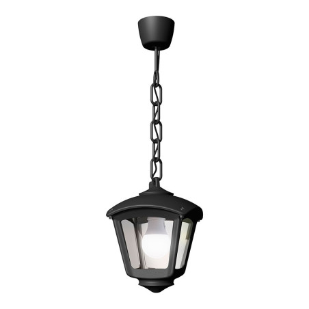 Farol techo con cadena sicar/roby, transparente, e27, negro, 195 x 195 x 700 mm