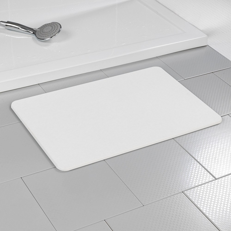Alfombra de baño antideslizante de diatomita, blanco, 60 x 39 cm