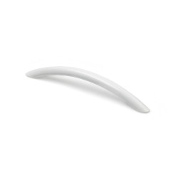 Tirador de mueble tipo asa, modelo 158, de zamak con acabado blanco metálico, 128 mm, blíster 4 uds