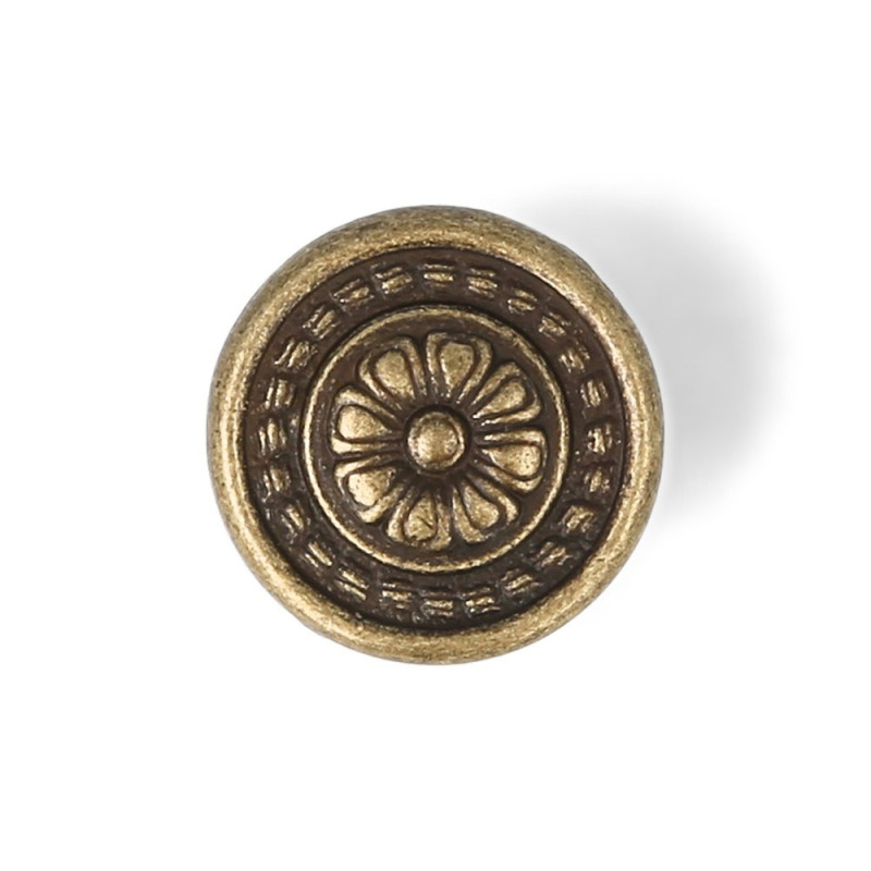 Pomo para mueble, modelo 1093, de zamak con acabado cuero viejo, ø30 mm