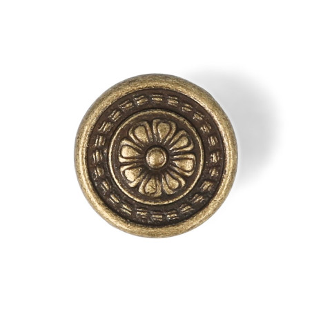 Pomo para mueble, modelo 1093, de zamak con acabado cuero viejo, ø30 mm