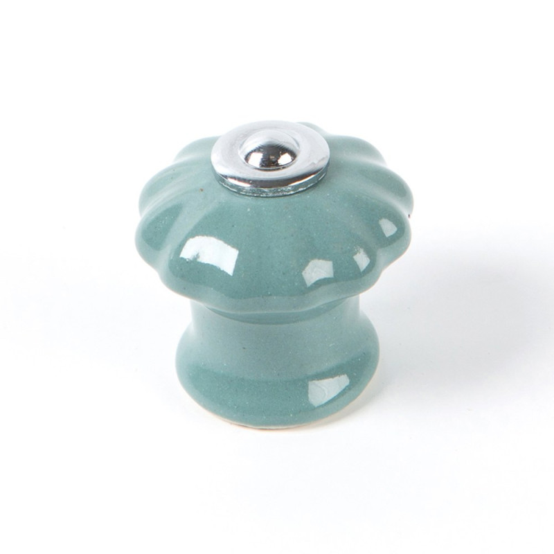 Pomo para mueble, modelo e524, de porcelana y acero con acabado azul grisáceo, ø28 mm