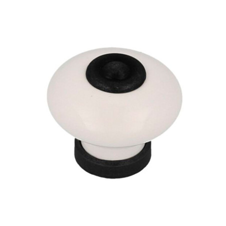 Pomo para mueble, modelo 824, de porcelana y metal con acabado negro mate y blanco, ø31 mm, blíster 4 uds