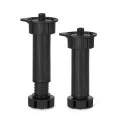 Pata regulable para mueble de cocina, modelo 408, de abs acabado negro, ø49 x 138/158 mm, blíster 4 uds