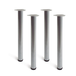 Pata cilíndrica de mesa, modelo 4406, de acero en color aluminio, ø60 x 710 mm, 4 uds