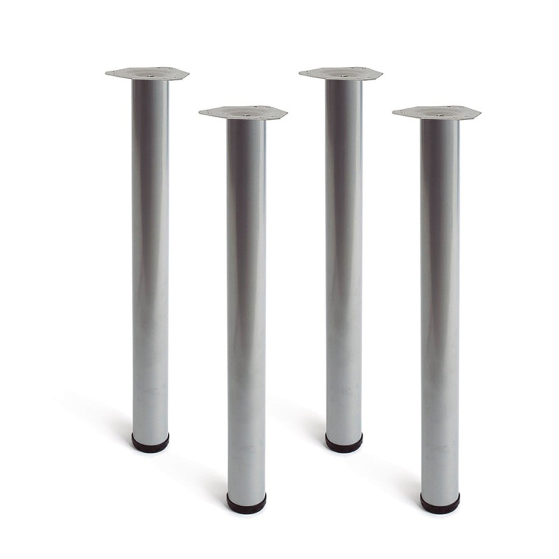 Pata cilíndrica de mesa, modelo 4406, de acero en color aluminio, ø60 x 710 mm, 4 uds