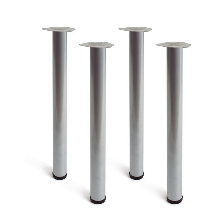 Pata cilíndrica de mesa, modelo 4406, de acero en color aluminio, ø60 x 710 mm, 4 uds