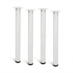 Pata cilíndrica de mesa, modelo 4406, de acero en color blanco, ø60 x 710 mm, 4 uds