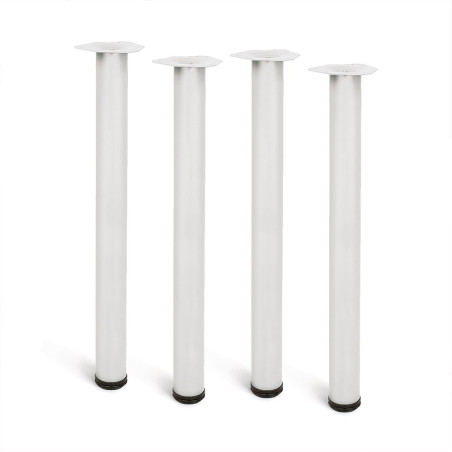 Pata cilíndrica de mesa, modelo 4406, de acero en color blanco, ø60 x 710 mm, 4 uds