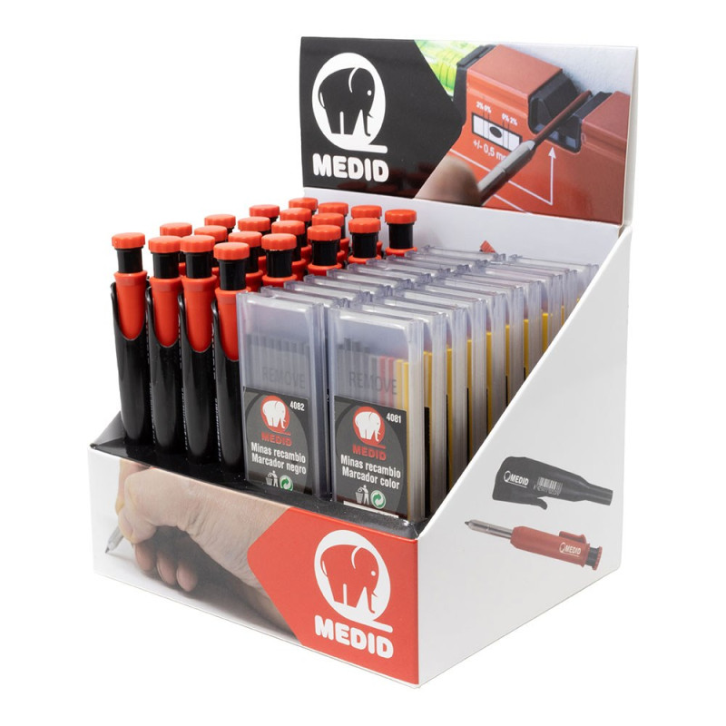 Marcador portaminas + recambios, expositor 20 + 20 uds