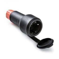 Base móvil schuko con tapa de goma 2p+t 16a 250 v, ip54, negra, máx. 1,5 x 2,5 mm², blister
