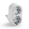 Adaptador doble schuko 2p+t 16a 250 v con entrada frontal, blanco, blister